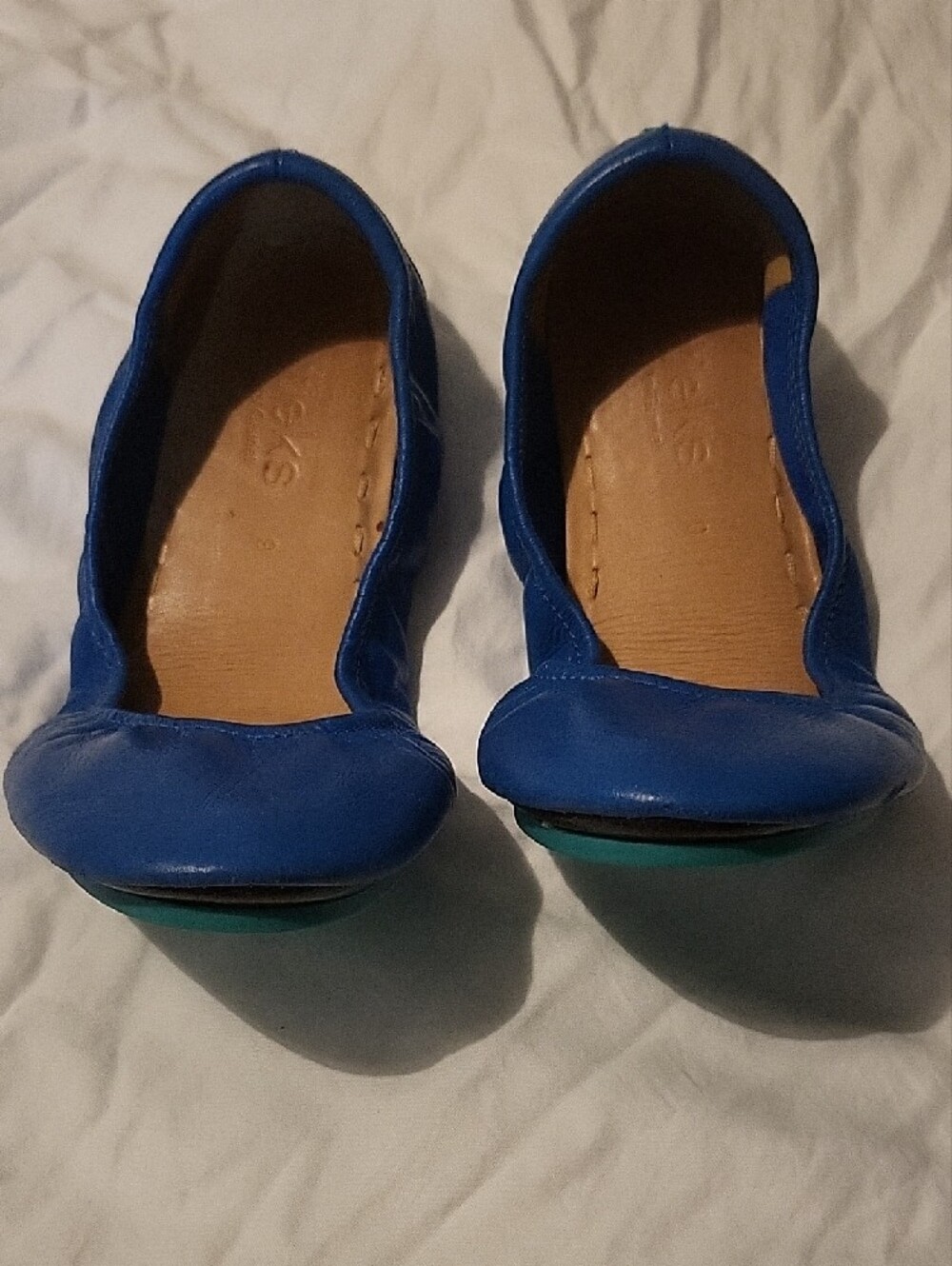 Tieks Cobalt Blue Leather Ballet Flat with Teal Sole Accent - Picture 2 of 9